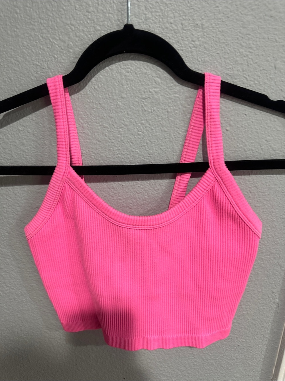 H&M Neon Pink Ribbed Tank Crop Top